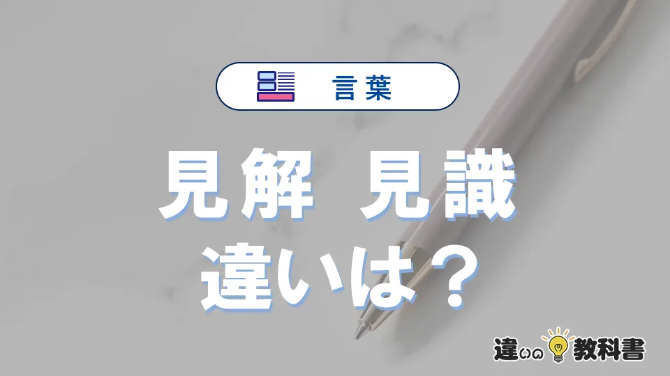 「見識」と「見解」の違いや意味・使い方・例文まとめ