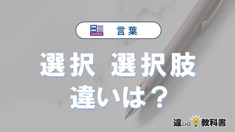 「選択」と「選択肢」の違いや意味・使い方・例文まとめ