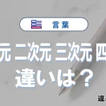 「一次元」「二次元」「三次元」「四次元」の違いと意味・使い方