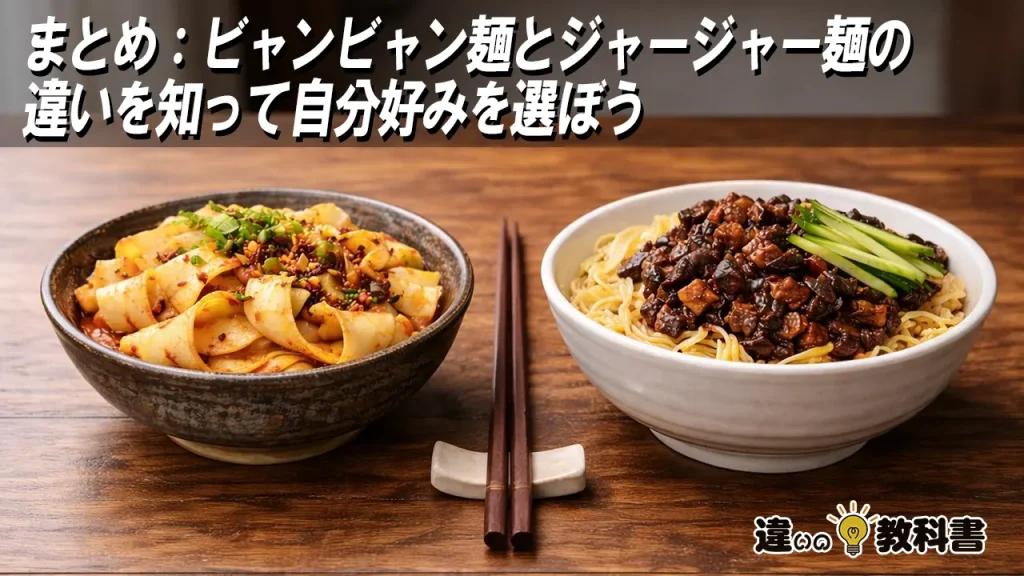 まとめ：ビャンビャン麺とジャージャー麺の違いを知って自分好みを選ぼう