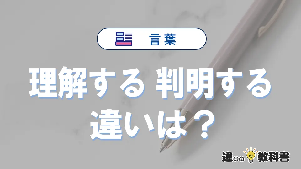 【理解する】と【判明する】の違いとは？意味・使い方・例文を徹底解説