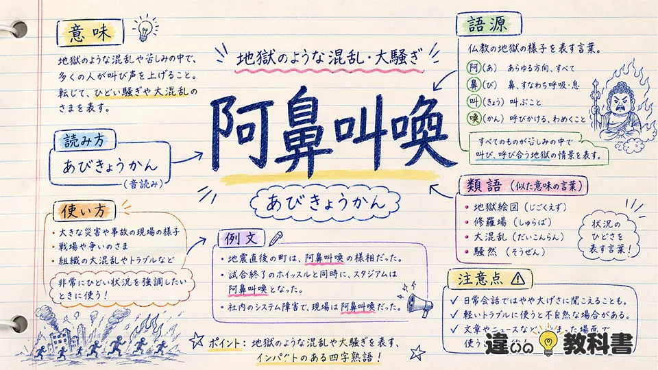 阿鼻叫喚(あびきょうかん)の意味や使い方【図解Note】
