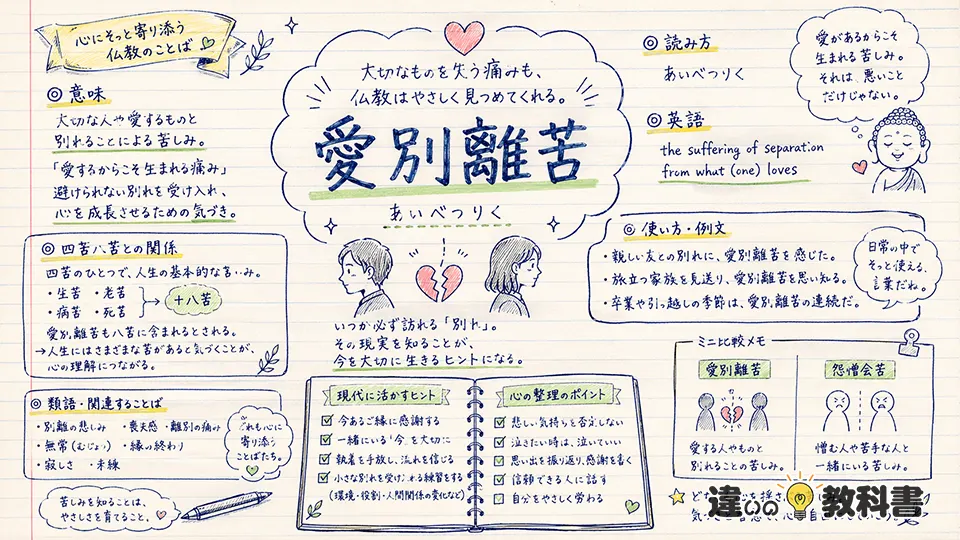 愛別離苦(あいべつりく)の意味や使い方・四苦八苦との関係【図解Note】
