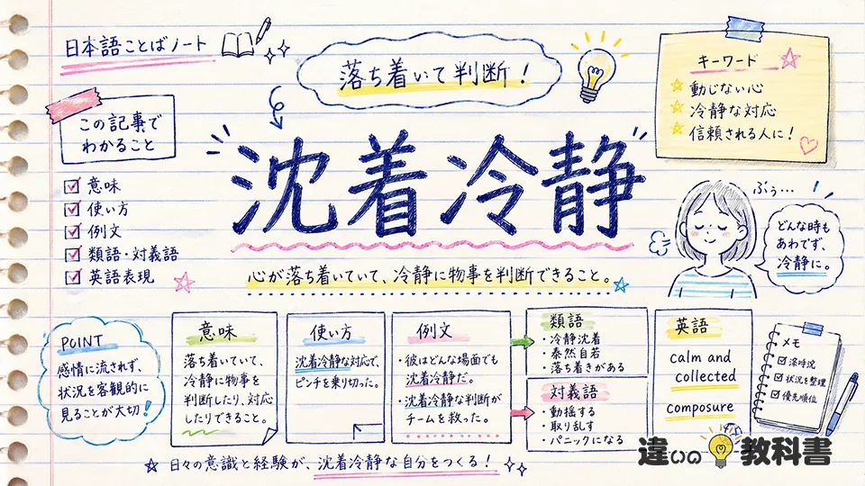 沈着冷静(ちんちゃくれいせい)の意味や使い方【図解Note】