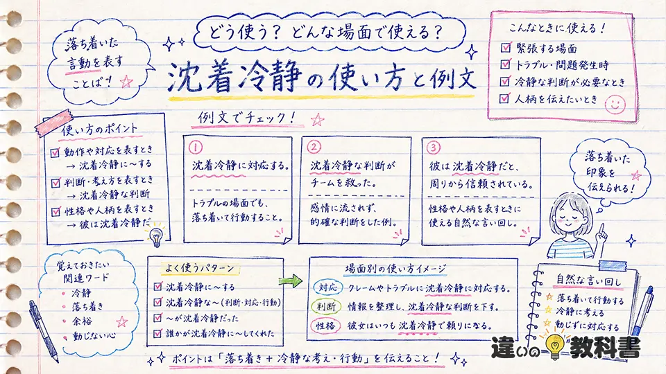 沈着冷静の意味と使い方を例文で確認