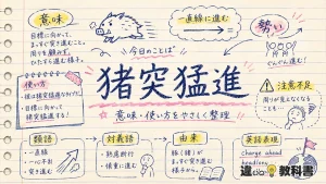 猪突猛進(ちょとつもうしん)の意味や使い方【図解Note】