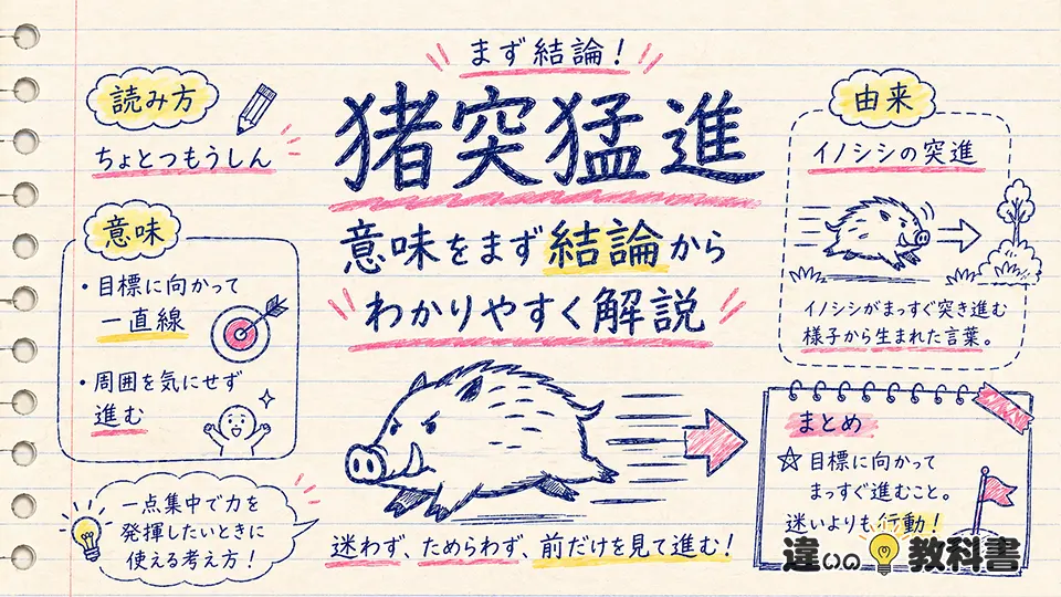 猪突猛進の意味をまず結論からわかりやすく解説