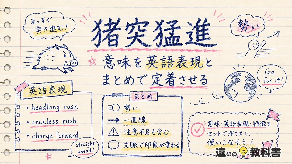 猪突猛進の意味を英語表現とまとめで定着させる