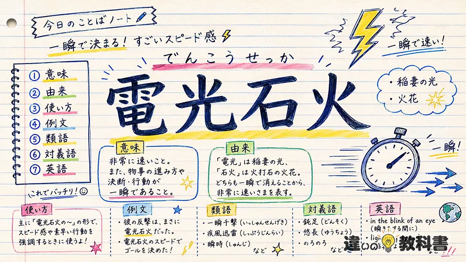 電光石火(でんこうせっか)とは？意味・由来と使い方
