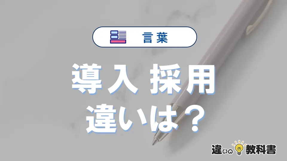 【導入】と【採用】の違いを簡単解説｜意味・使い分け-例文付き