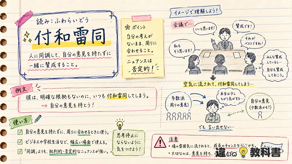 付和雷同の意味を例文と使い方で深める