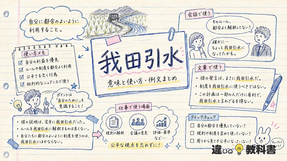 我田引水の意味を踏まえた使い方と例文