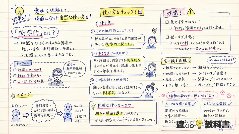 衒学的の意味と使い方を例文で確認する
