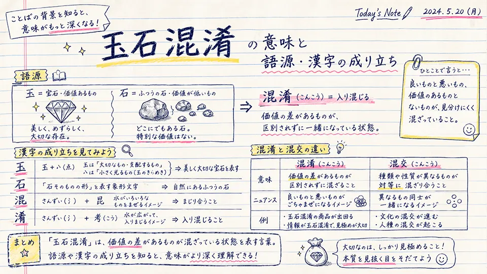 玉石混淆の意味と語源・漢字の成り立ち