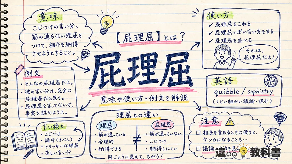 屁理屈(へりくつ)の意味｜使い方・例文【図解Note】