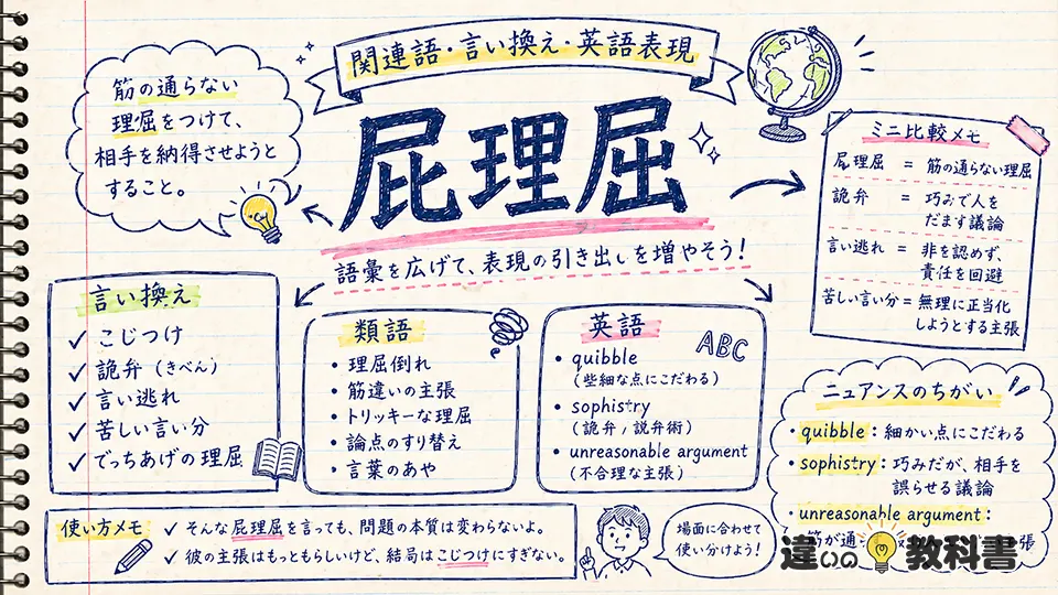 屁理屈の意味を深める類語・言い換え・英語表現