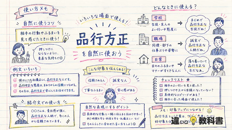 品行方正の意味｜使い方と例文で自然に覚える