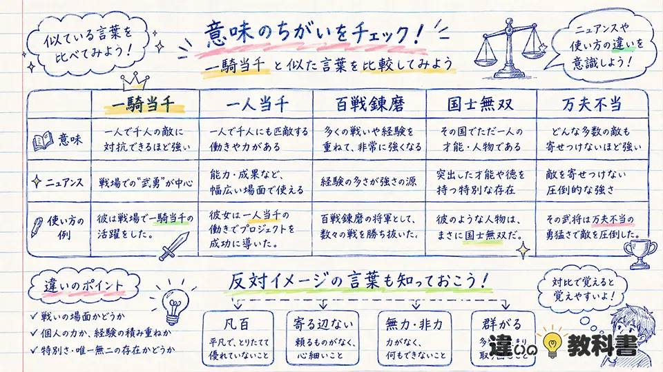 一騎当千の意味と似た言葉の違い