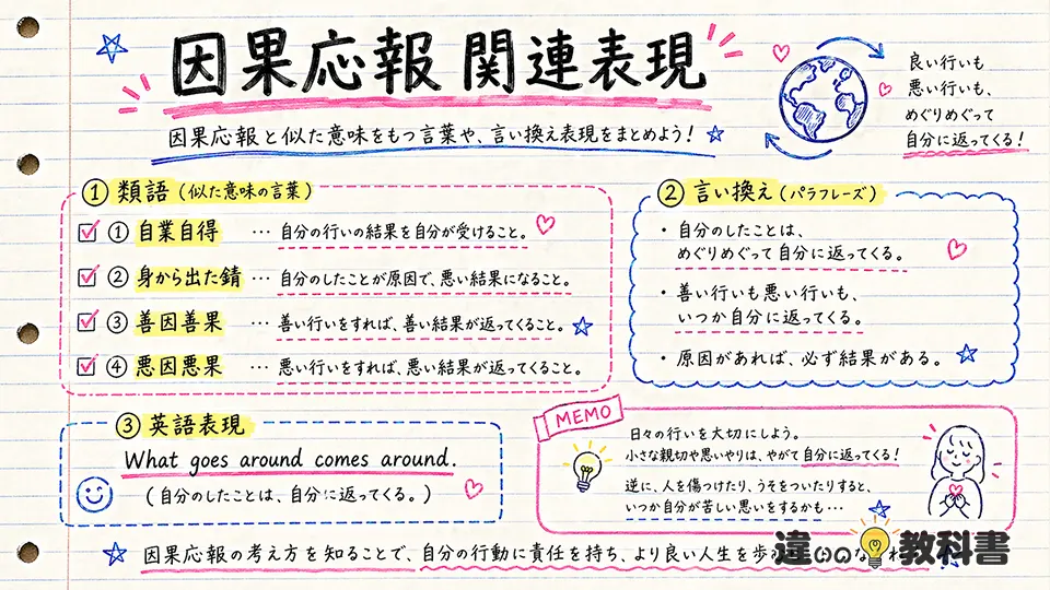 因果応報の意味を深める関連表現