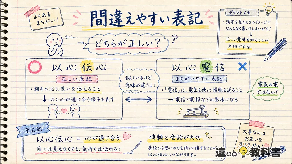 以心伝心の意味と間違えやすい表記とまとめ