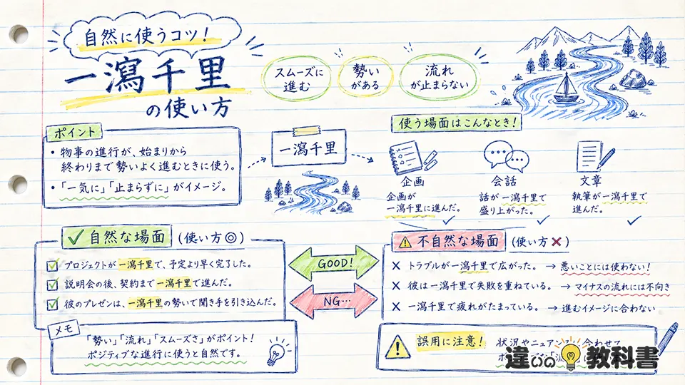 一瀉千里の意味からわかる自然な使い方