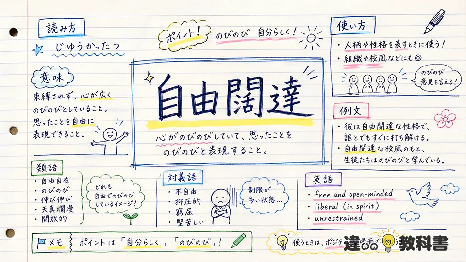 自由闊達(じゆうかったつ)の意味や使い方【図解Note】