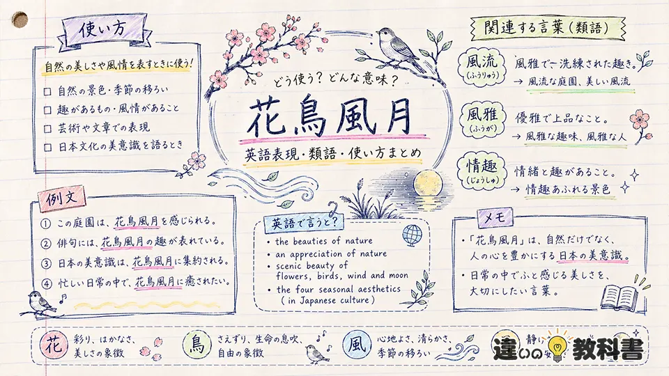 花鳥風月の意味が伝わる使い方・英語・類語