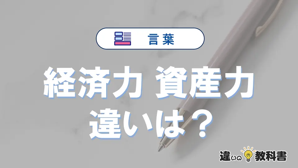 【経済力】と【資産力】の違いとは？意味と使い分けを解説