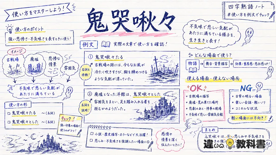鬼哭啾々の意味と使い方・例文