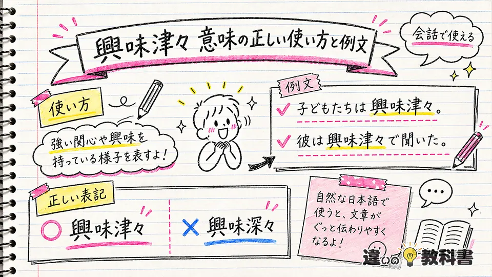興味津々の意味の正しい使い方と例文