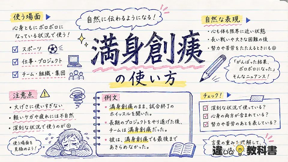 満身創痍の意味が伝わる使い方を身につける