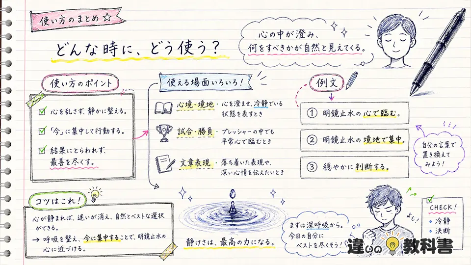 明鏡止水の意味が伝わる使い方と例文