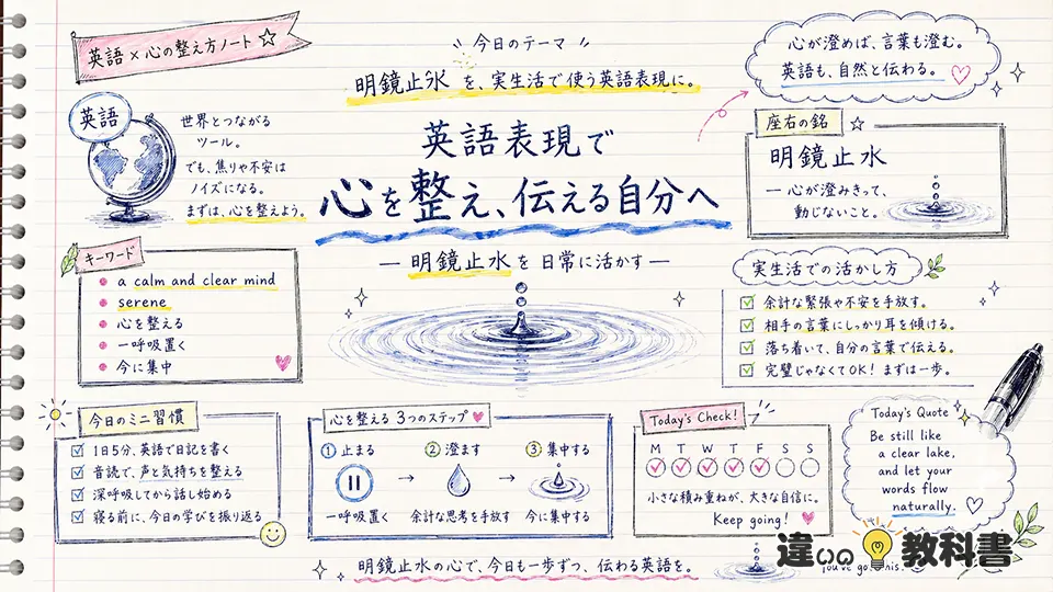 明鏡止水の意味を英語・座右の銘・実生活で活かす