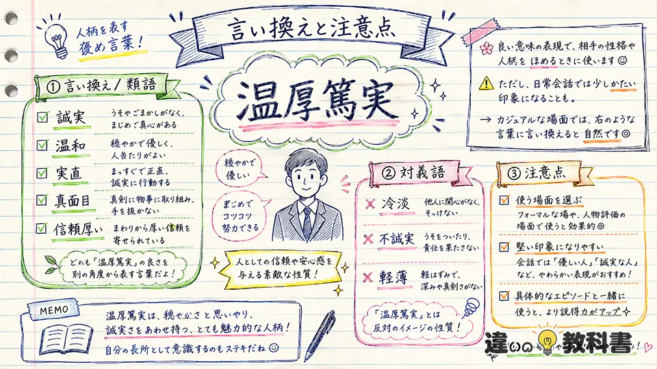 温厚篤実の意味が伝わる言い換えと注意点
