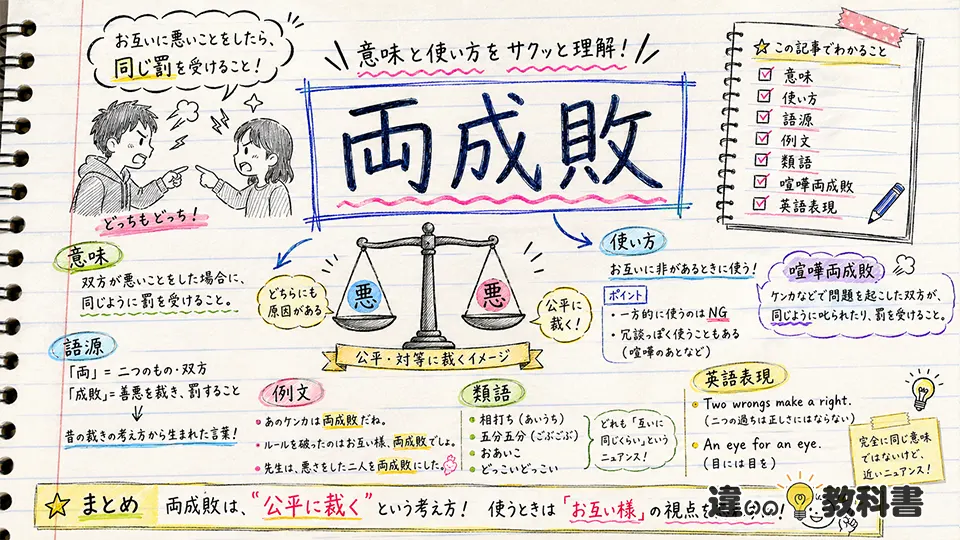 両成敗(りょうせいばい)の意味や使い方【図解Note】