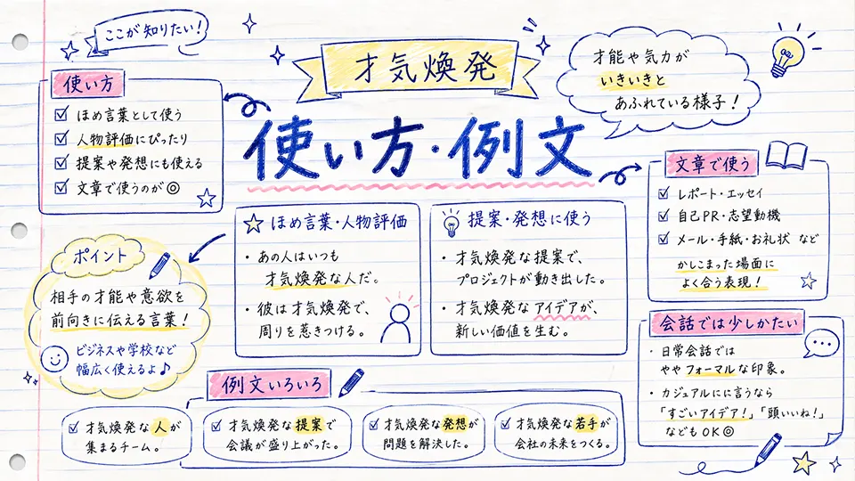 才気煥発の意味が伝わる使い方と例文