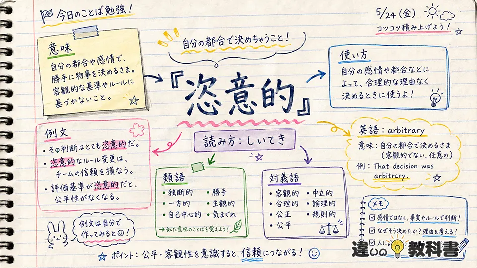 恣意的(しいてき)の意味や使い方【図解Note】