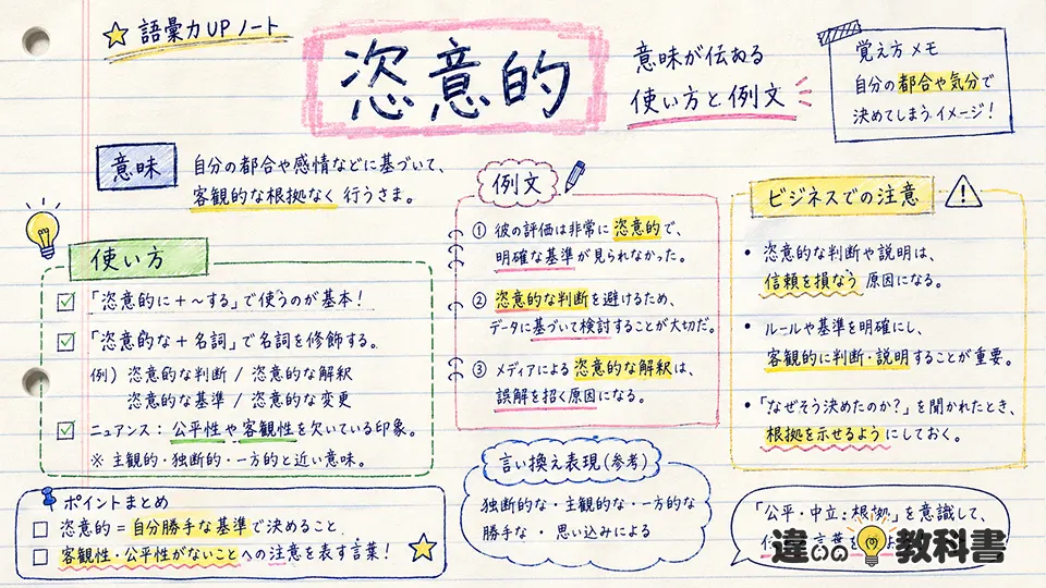 恣意的 意味が伝わる使い方と例文