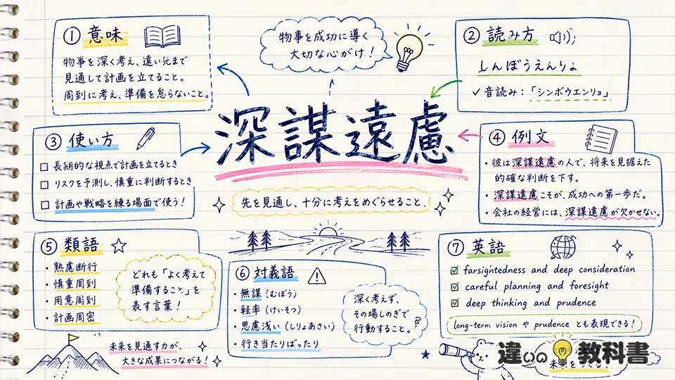 深謀遠慮(しんぼうえんりょ)の意味や使い方【図解Note】