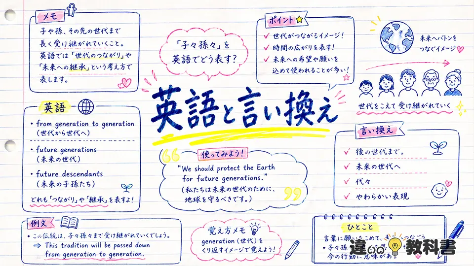 子々孫々の意味を英語表現や言い換えで深める