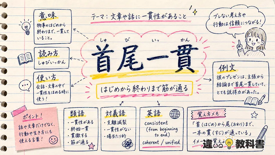 首尾一貫(しゅびいっかん)の意味や使い方【図解Note】