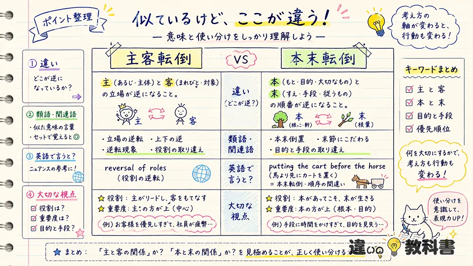 主客転倒 意味を深く理解する類語・本末転倒との違い・英語