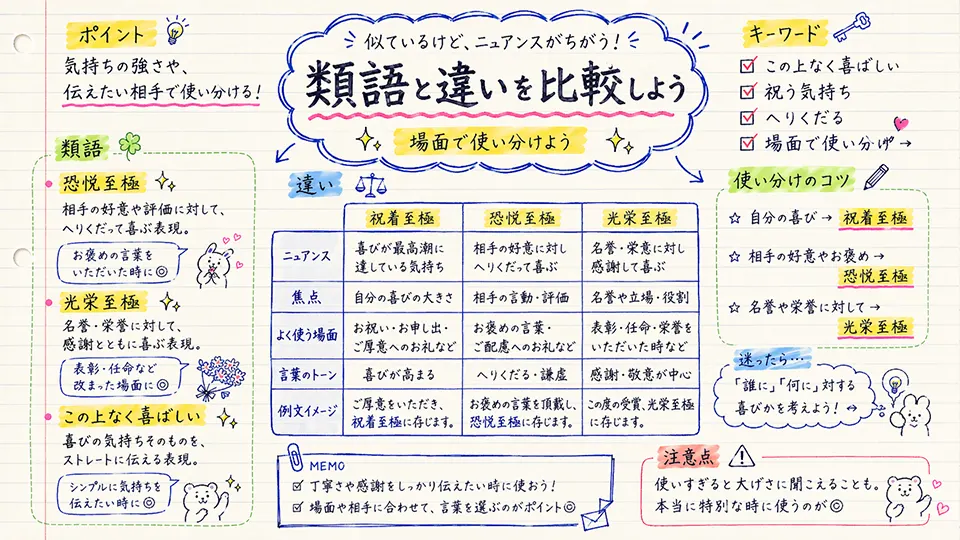 祝着至極の意味と似た言葉の違い