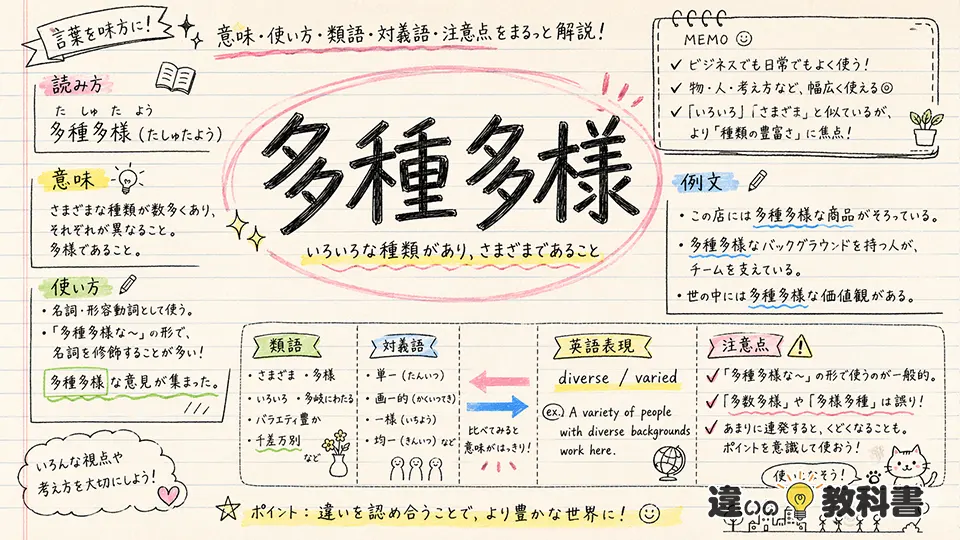 多種多様の意味を誤解なく使うための注意点