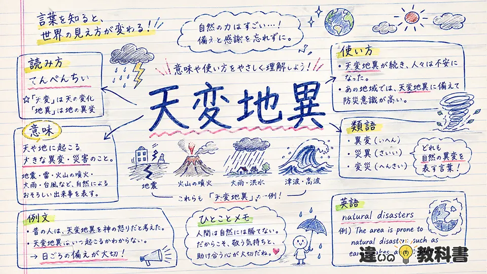 天変地異(てんぺんちい)の意味や使い方【図解Note】