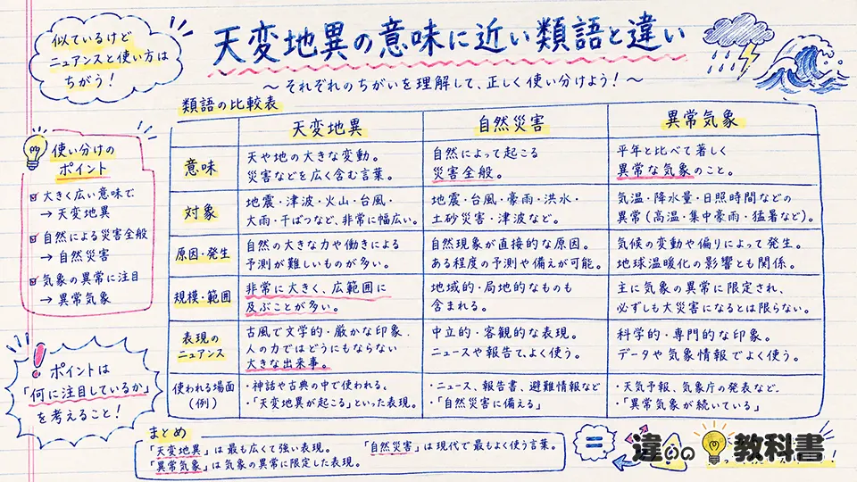 天変地異の意味に近い類語と違い