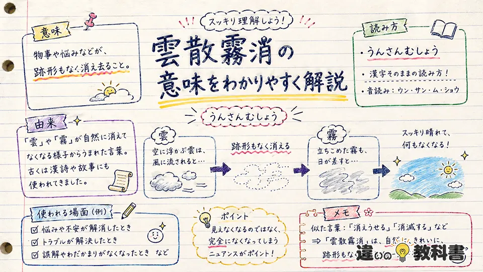 雲散霧消の意味をわかりやすく解説