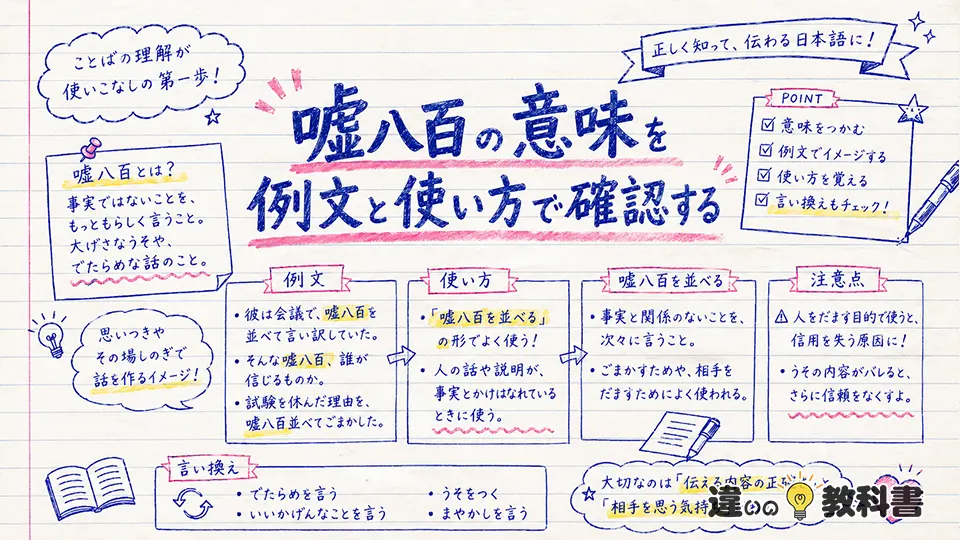 嘘八百の意味を例文と使い方で確認する