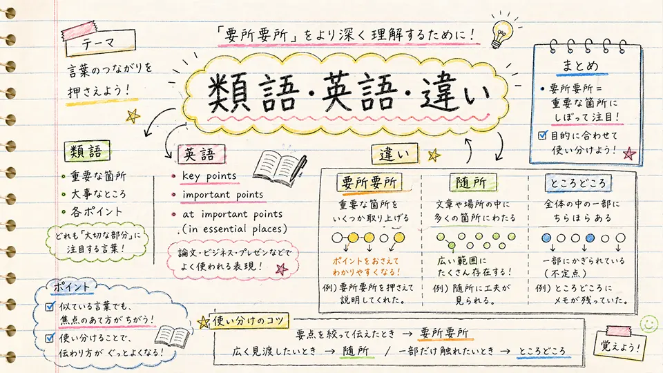 要所要所 意味を深める類語・英語・言い換え