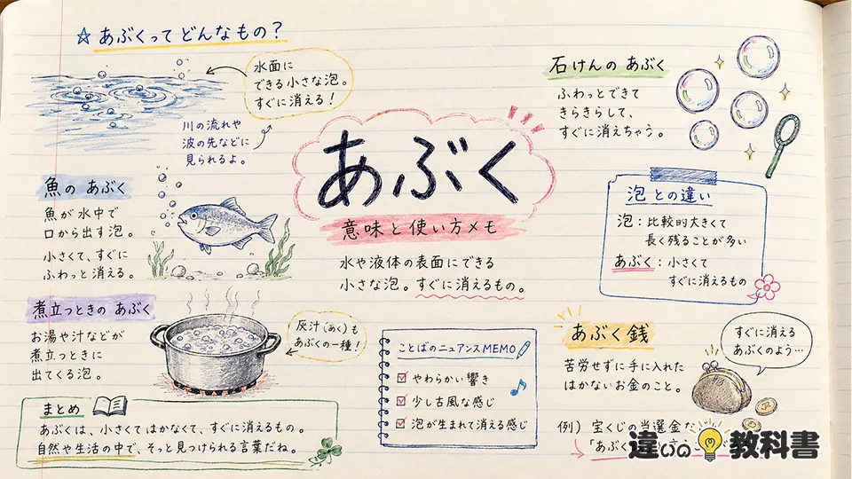 「あぶく」の意味や使い方【図解Note】